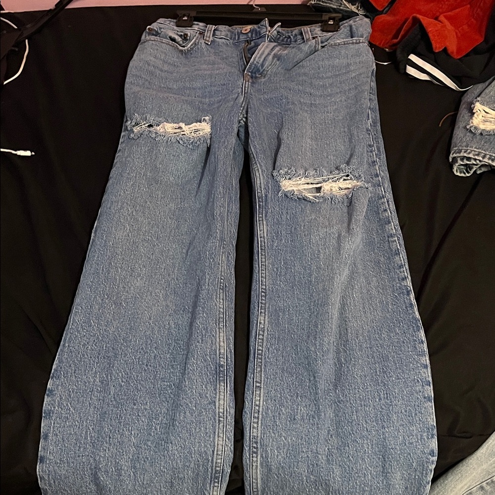 Abercrombie & Fitch Light Blue Distressed Flare Jeans